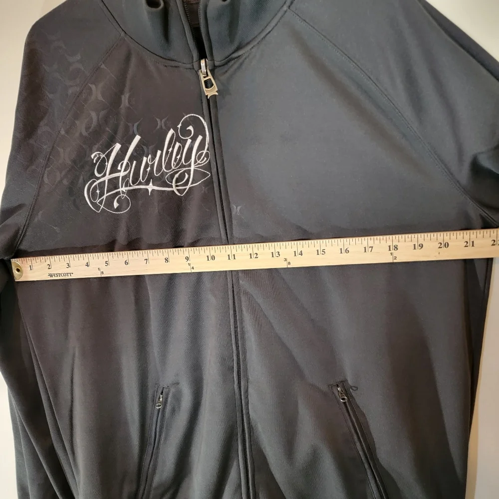Hurley International Double Zip Warm-Up/Track Jacket Gray Sz LG- dk. gray